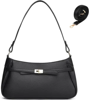 Small Shoulder Bag for Women - Mini Crossbody Little PU Leather Handbag with 2 Removable Straps and Zipper Closure