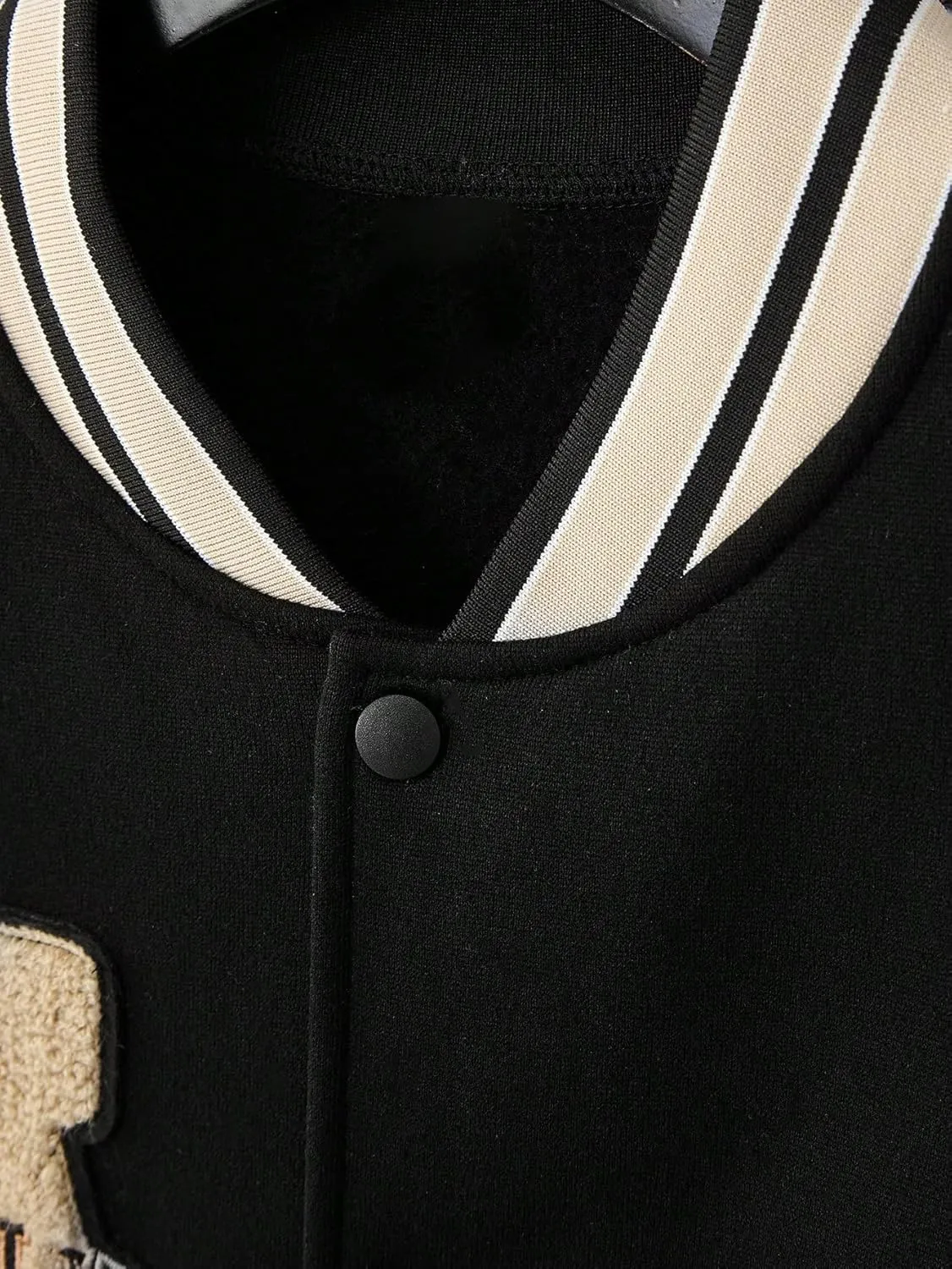 SOLY HUX Men's Letter Graphic Varsity Jacket Color Block Long Sleeve Baseball Jacket with Pockets