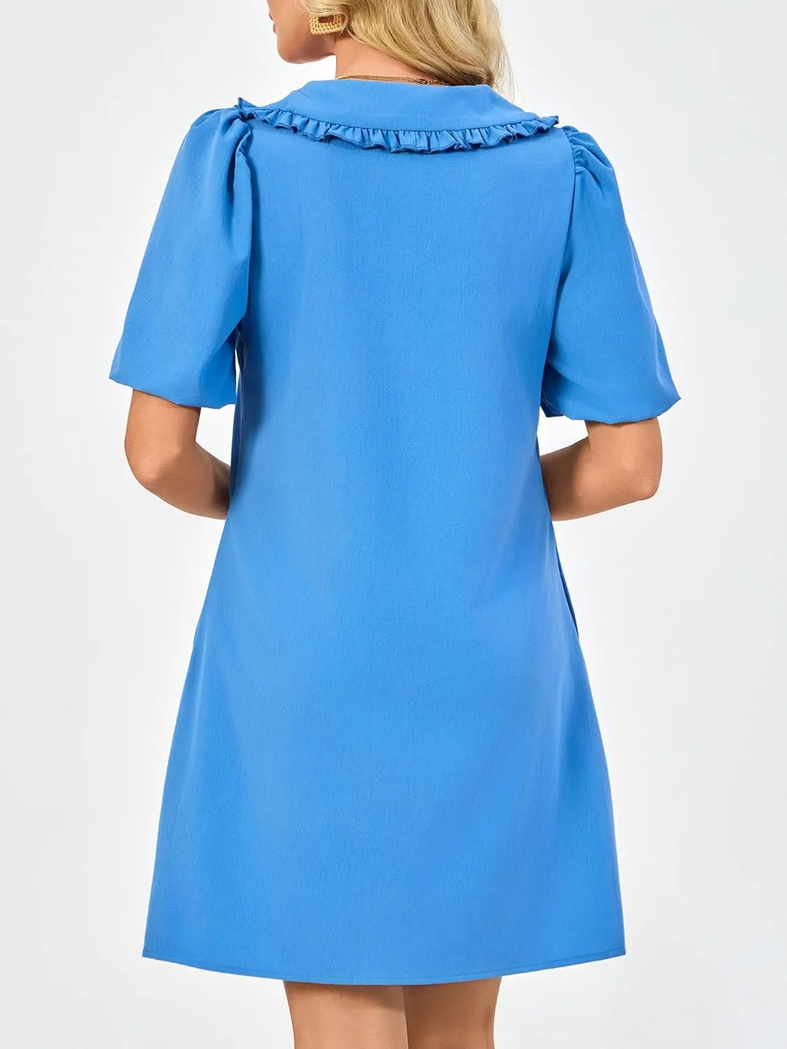 Summer Dresses for Women Casual Short Sleeve Lapel Doll Collar Mini Sundress with Pockets Graduation Party 2025