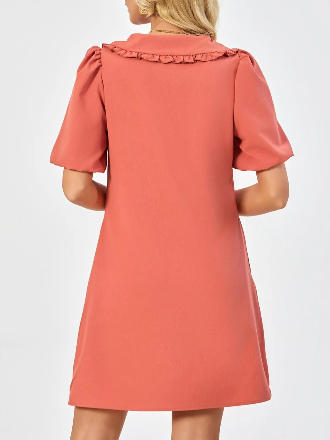 Summer Dresses for Women Casual Short Sleeve Lapel Doll Collar Mini Sundress with Pockets Graduation Party 2025