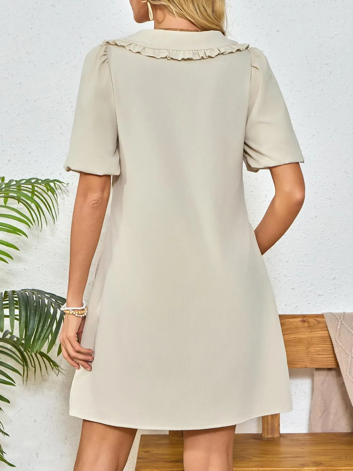 Summer Dresses for Women Casual Short Sleeve Lapel Doll Collar Mini Sundress with Pockets Graduation Party 2025