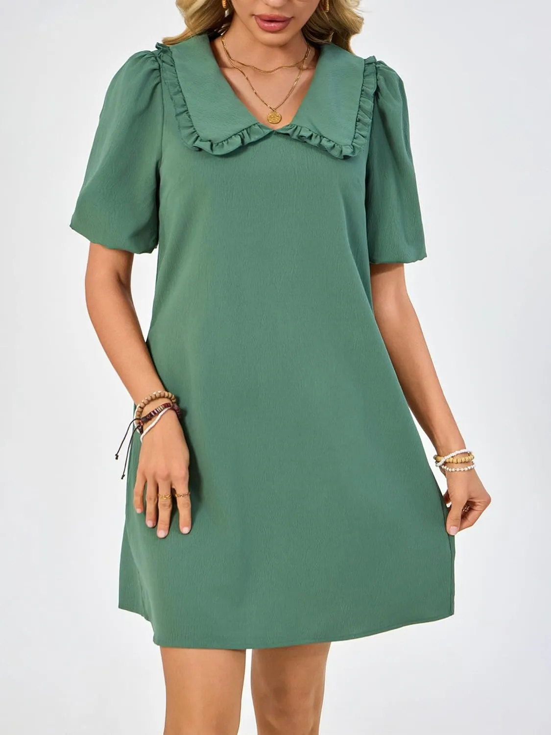 Summer Dresses for Women Casual Short Sleeve Lapel Doll Collar Mini Sundress with Pockets Graduation Party 2025