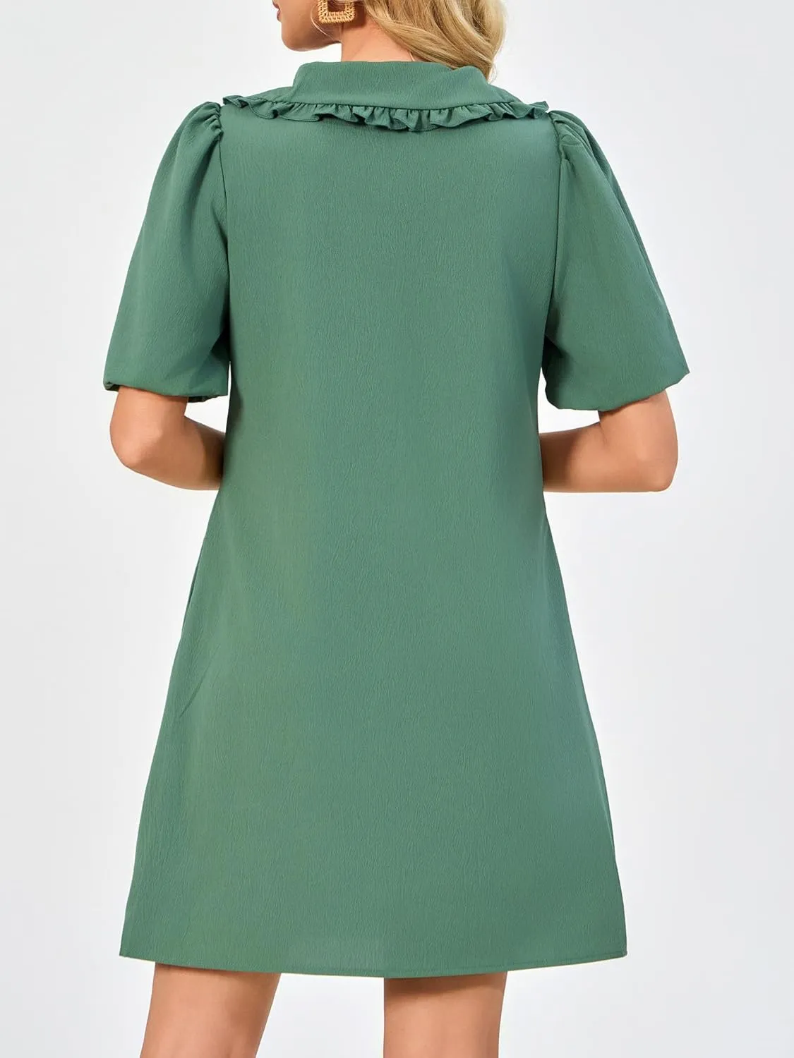 Summer Dresses for Women Casual Short Sleeve Lapel Doll Collar Mini Sundress with Pockets Graduation Party 2025