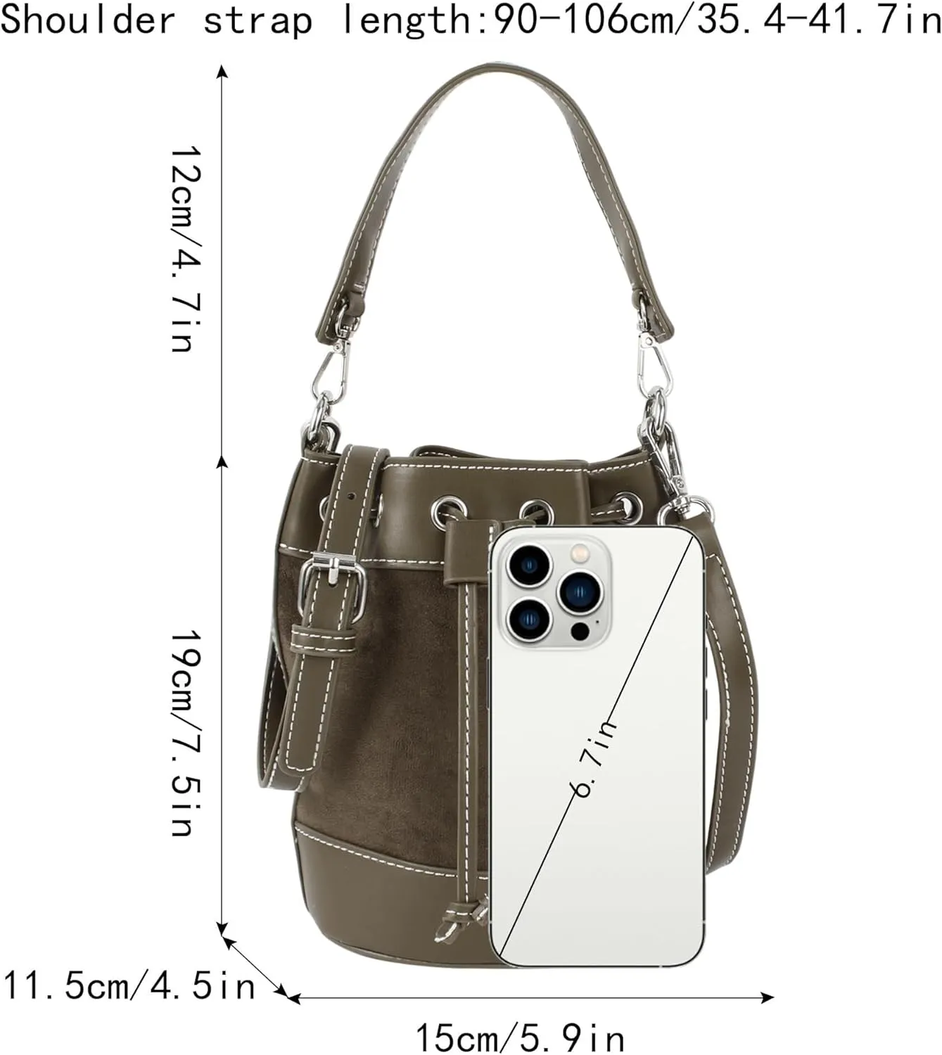 Tassel Barrel Shape Hobo Purse Women's Suede Bucket Shoulder Crossbody Drawstring