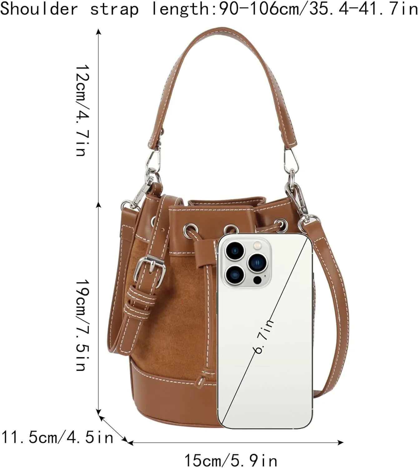 Tassel Barrel Shape Hobo Purse Women's Suede Bucket Shoulder Crossbody Drawstring