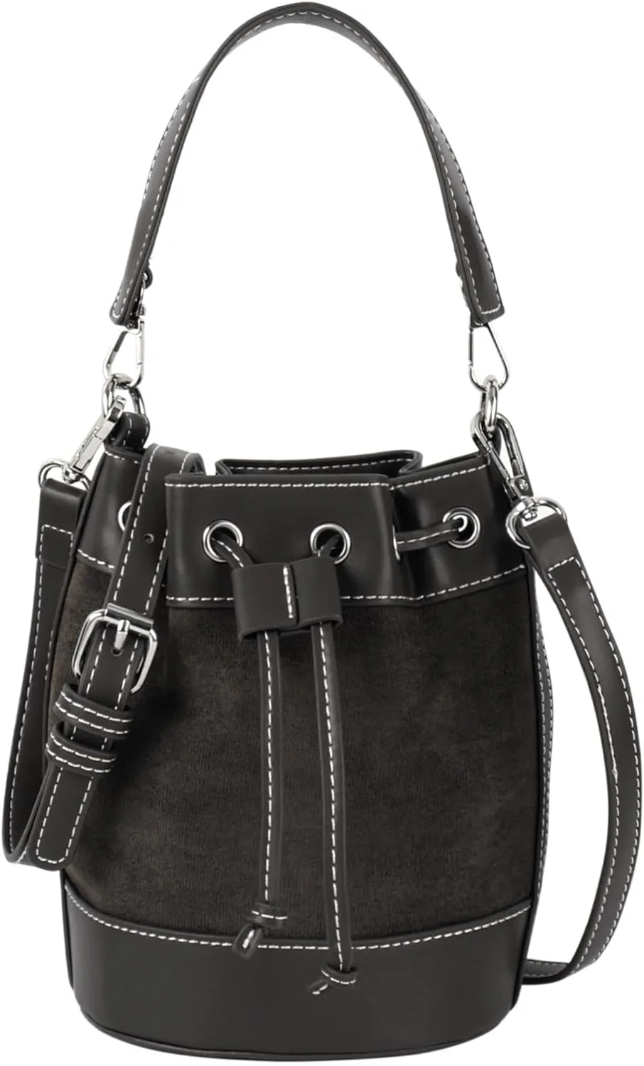 Tassel Barrel Shape Hobo Purse Women's Suede Bucket Shoulder Crossbody Drawstring