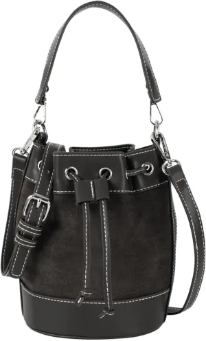 Tassel Barrel Shape Hobo Purse Women's Suede Bucket Shoulder Crossbody Drawstring