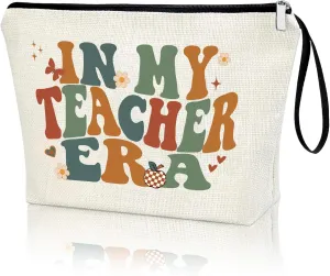 Teacher's Day Teacher Appreciation Gifts Makeup Bag IN MY TEACHER ERA Thank You Teacher Present Inspiration Travel Cosmetic Zipper Bag Birthday Gifts Thanksgiving Gifts New-teacher Gift