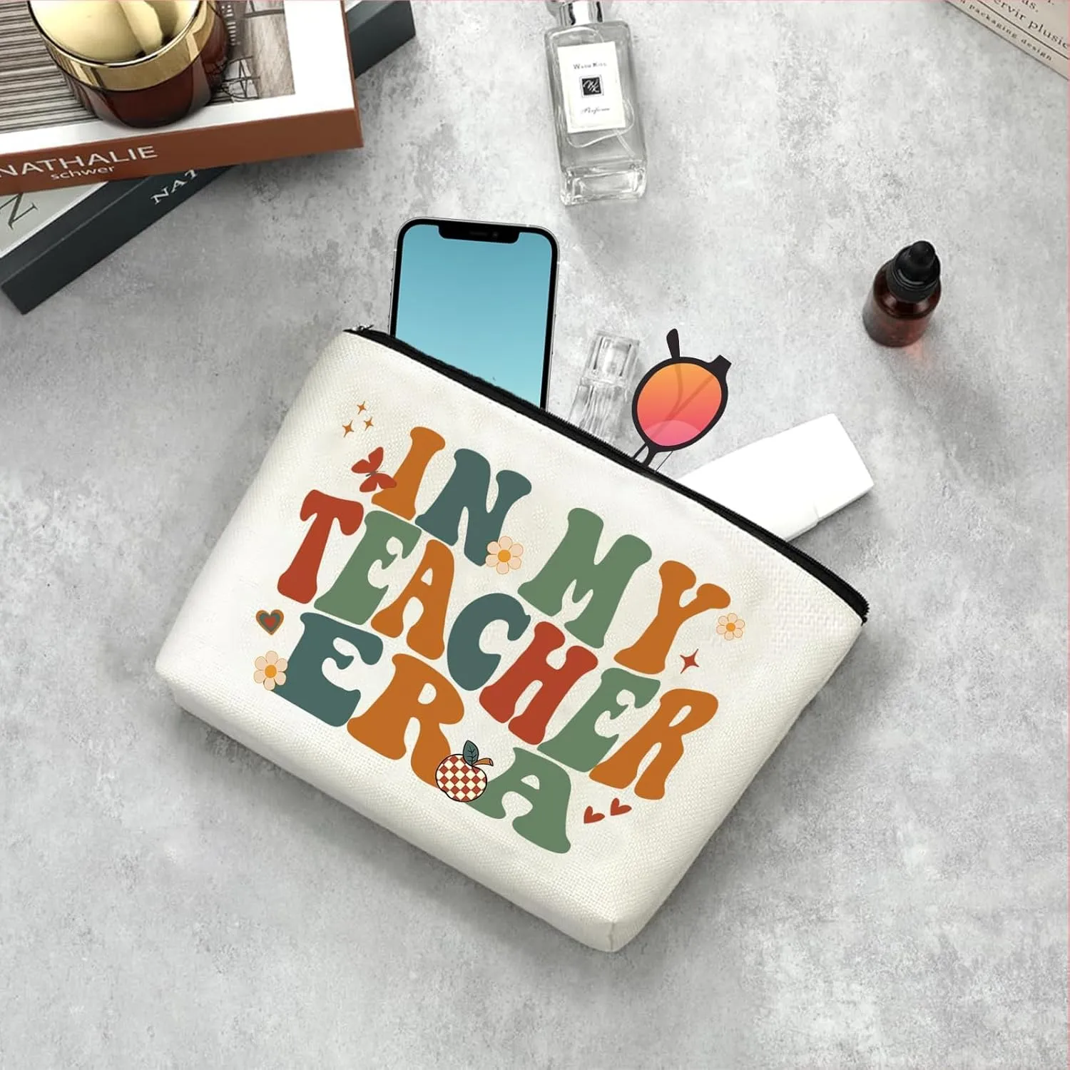 Teacher's Day Teacher Appreciation Gifts Makeup Bag IN MY TEACHER ERA Thank You Teacher Present Inspiration Travel Cosmetic Zipper Bag Birthday Gifts Thanksgiving Gifts New-teacher Gift