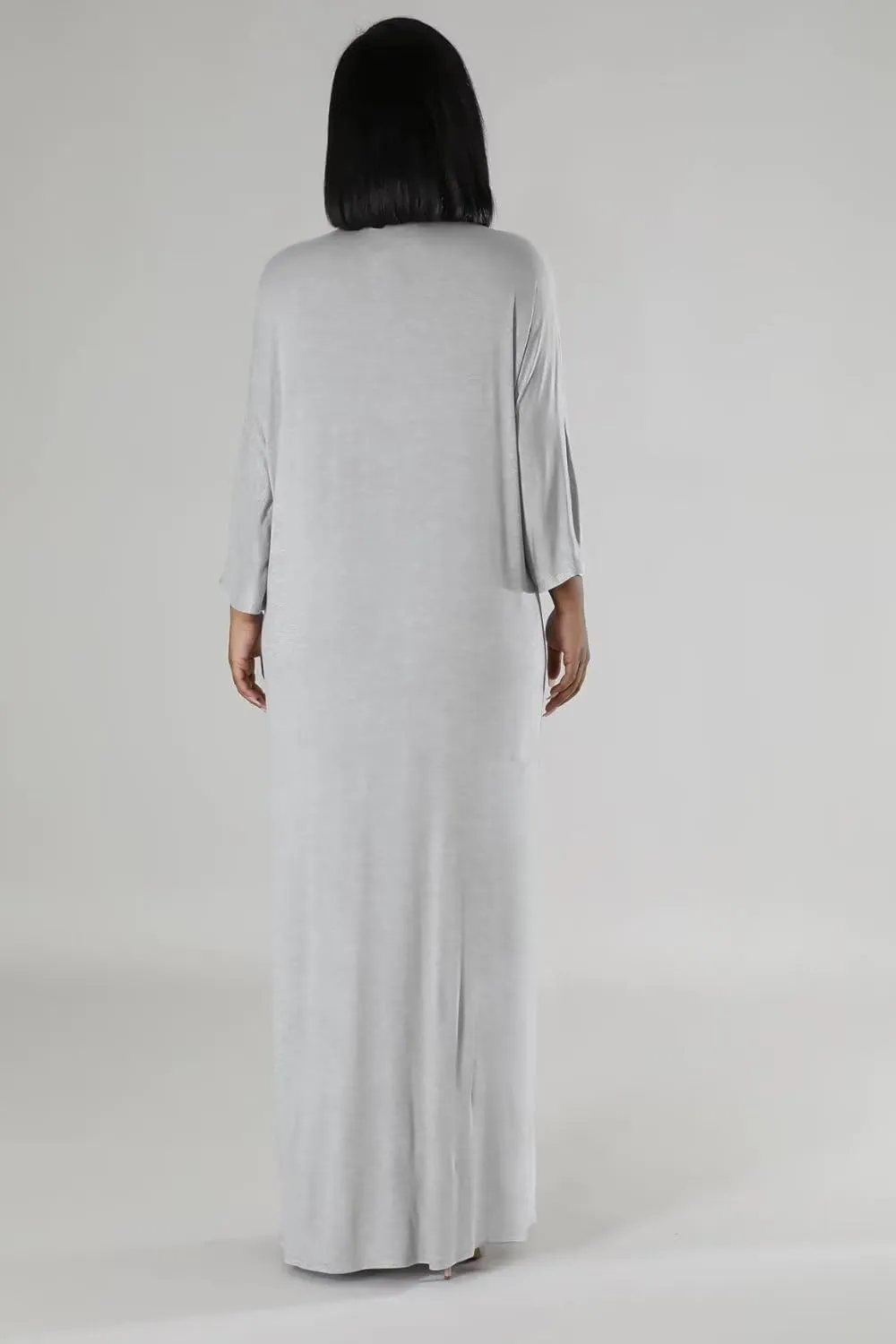 ThusFar Women Casual Batwing Half Sleeve Oversize T-Shirt Dress Spring Beach Basic V Neck Split Tunic Long Maxi Dresses