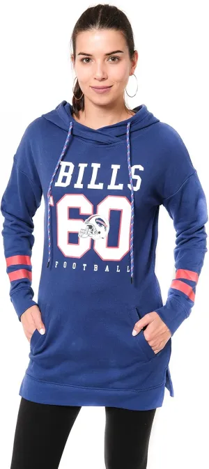 Ultra Game Women's NFL Official Soft French Terry Tunic Hoodie Pullover Sweatshirt