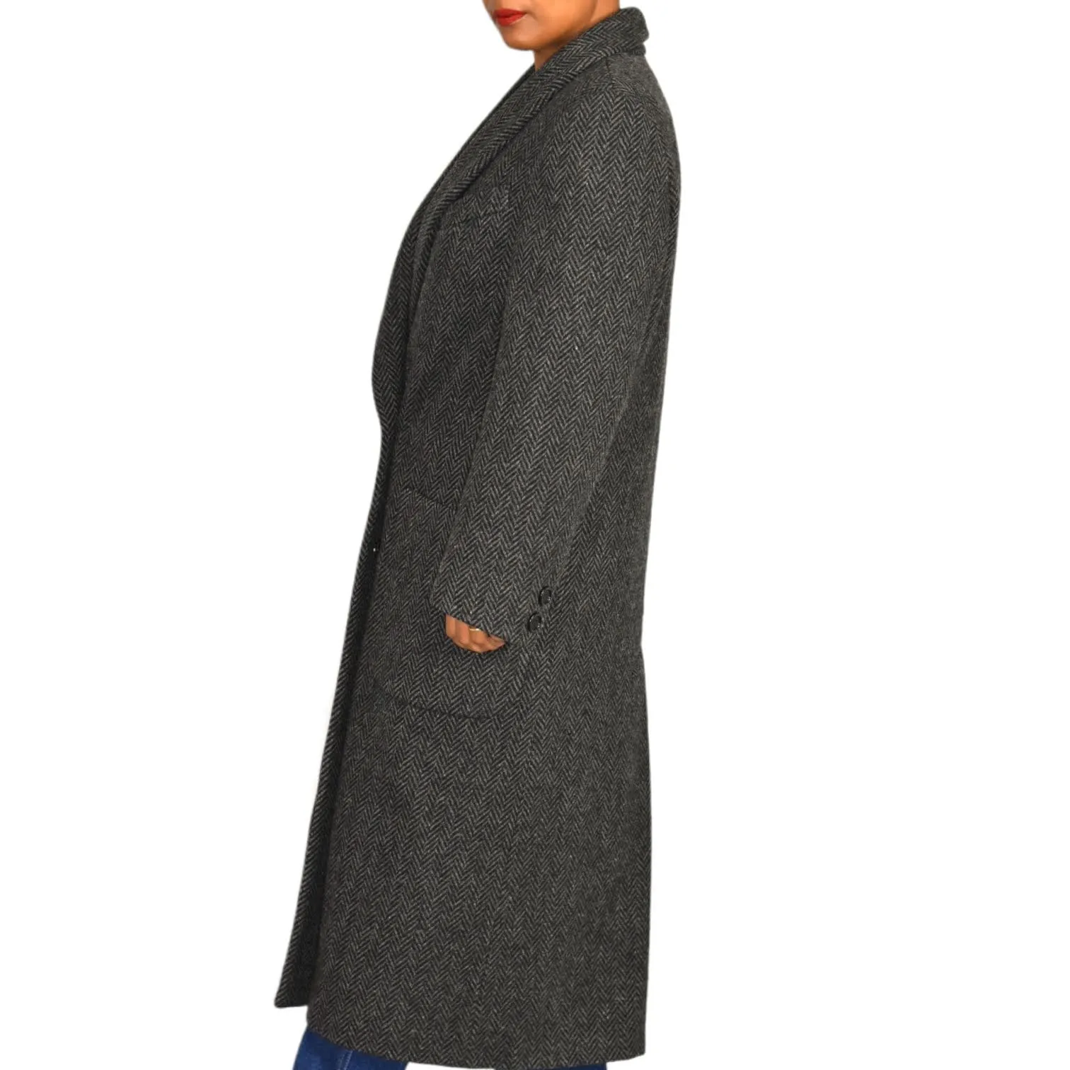 Vintage Miss Harwood Wool Herringbone Coat Size Medium