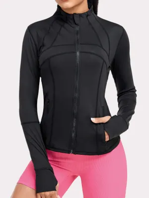 VUTRU Women's Sports Jacket With Double Pockets, Zip Pockets, Anti-lost Band And Thumb Holes