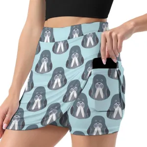 Walrus Chibi Women's Skort Athletic Skirt Golf Skorts A-line Skirts with Built-in Shorts Pockets