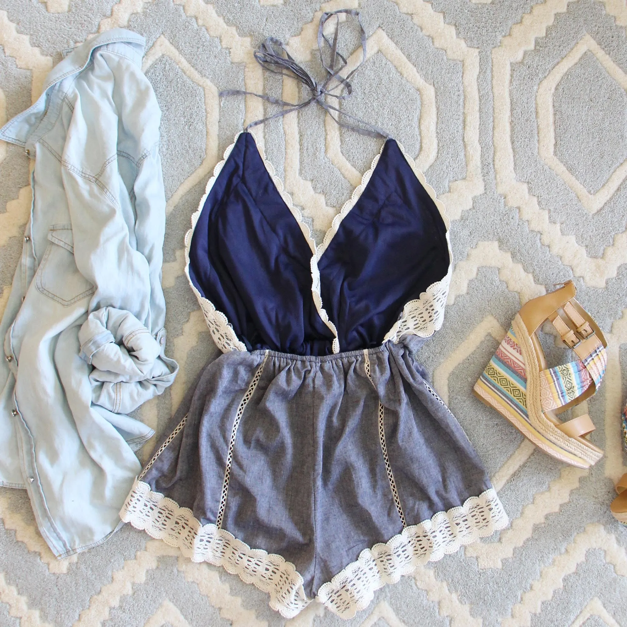 Whiskey & Rye Romper in Chambray