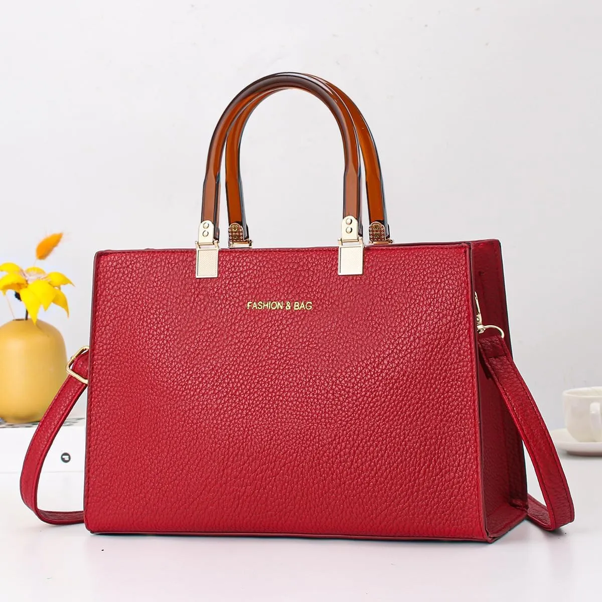 Women Stylish Tote Bag Handbag Lady Large Capacity Cross-Body Bag Leisure Solid Color Satchel Shoulder Bag