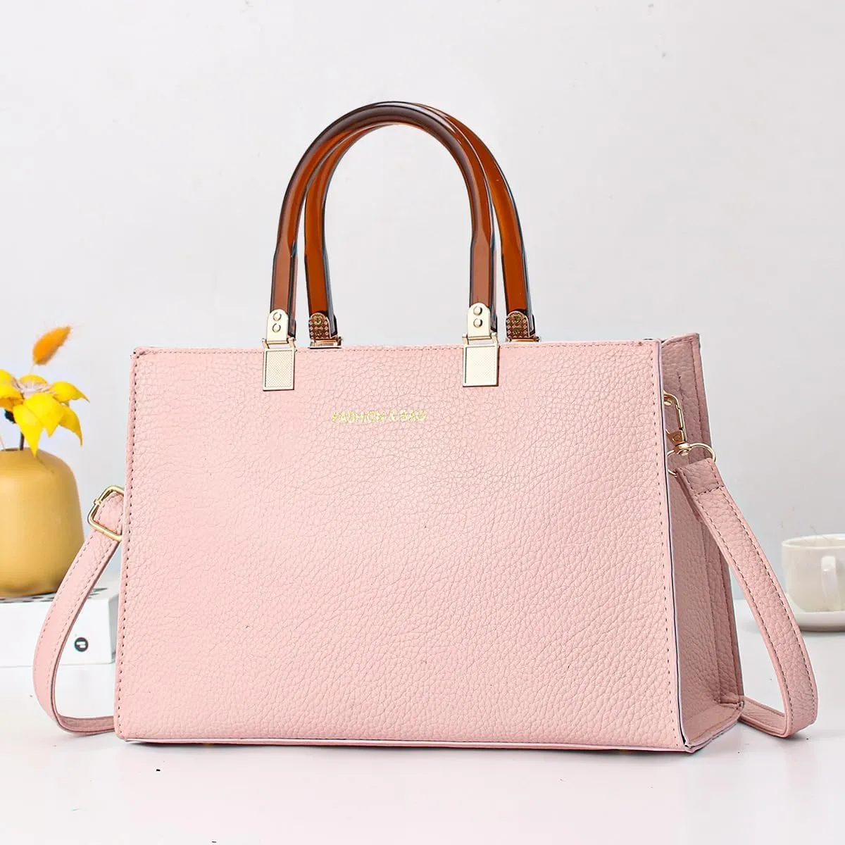 Women Stylish Tote Bag Handbag Lady Large Capacity Cross-Body Bag Leisure Solid Color Satchel Shoulder Bag