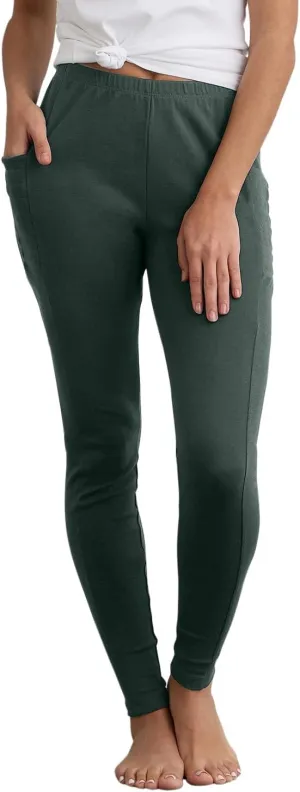 Women's 100% Organic Pima Cotton Leggings Pants with Pocket - 30" Inseam