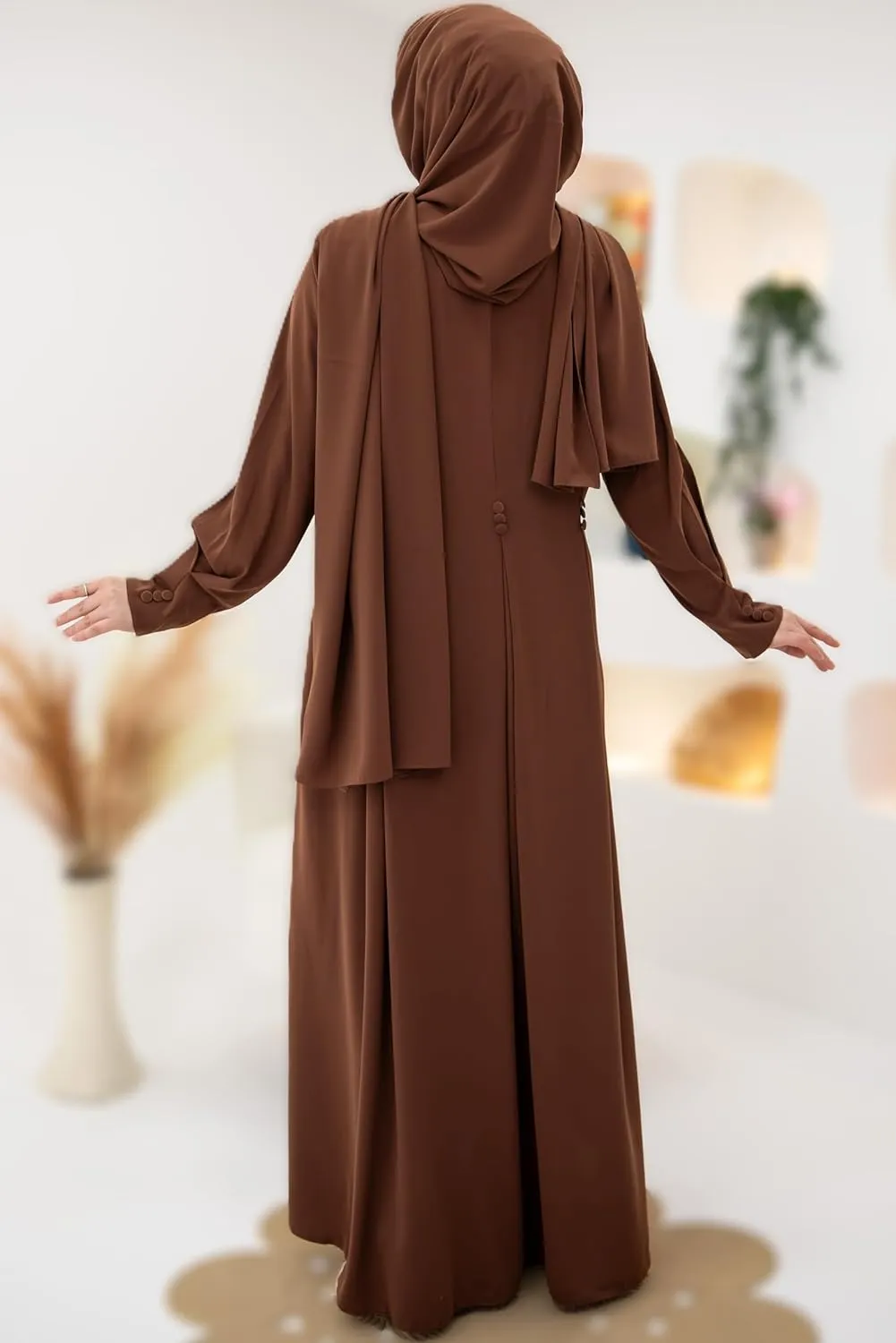 Women's Abaya - Turkish Islamic Maxi Dress, Long Sleeve with Zipper Front - Elegant, and Perfect for Prayer.