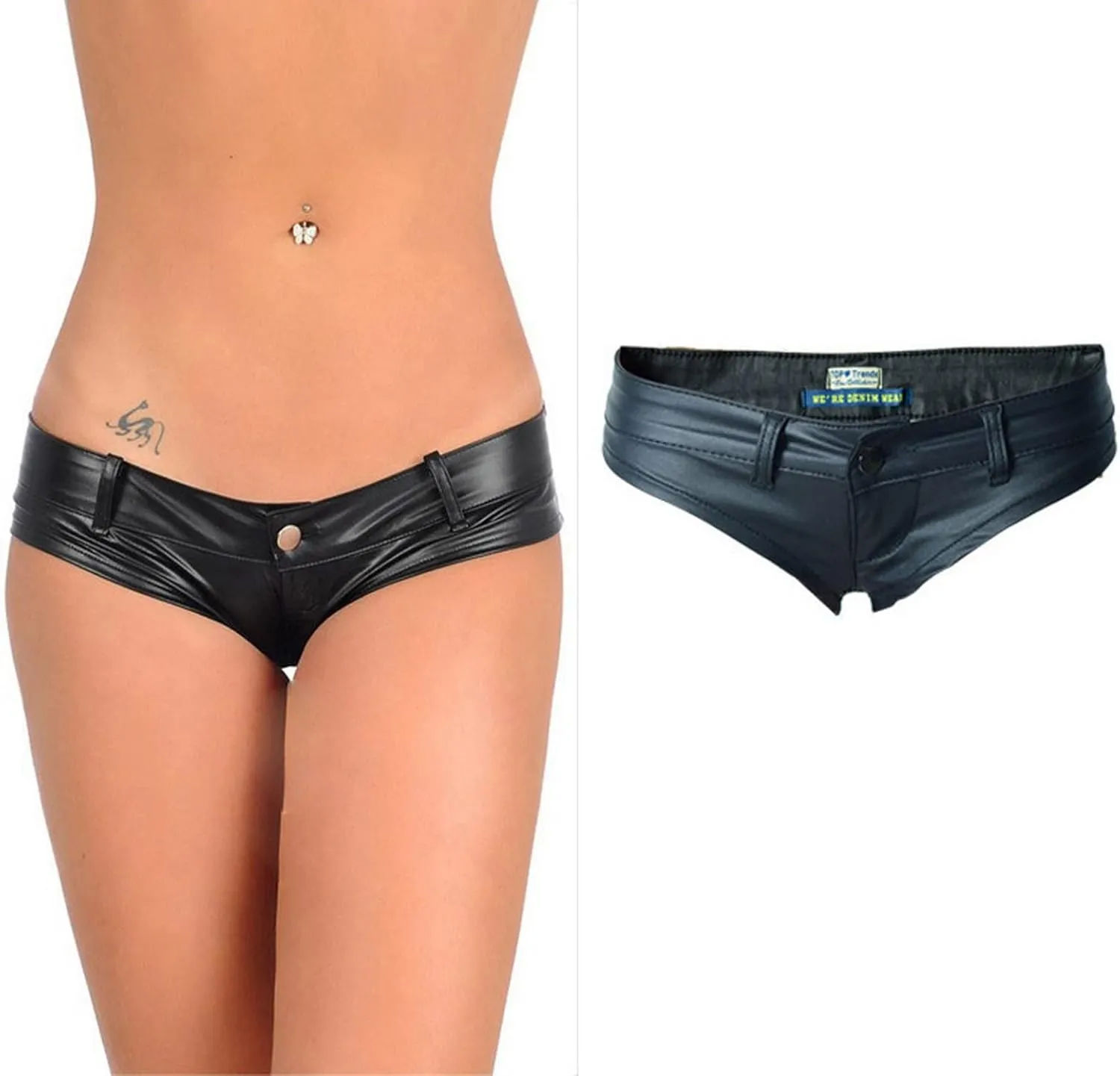 Women's Low Rise Stretch PU Faux Leather Shorts Bikini Hot Pants
