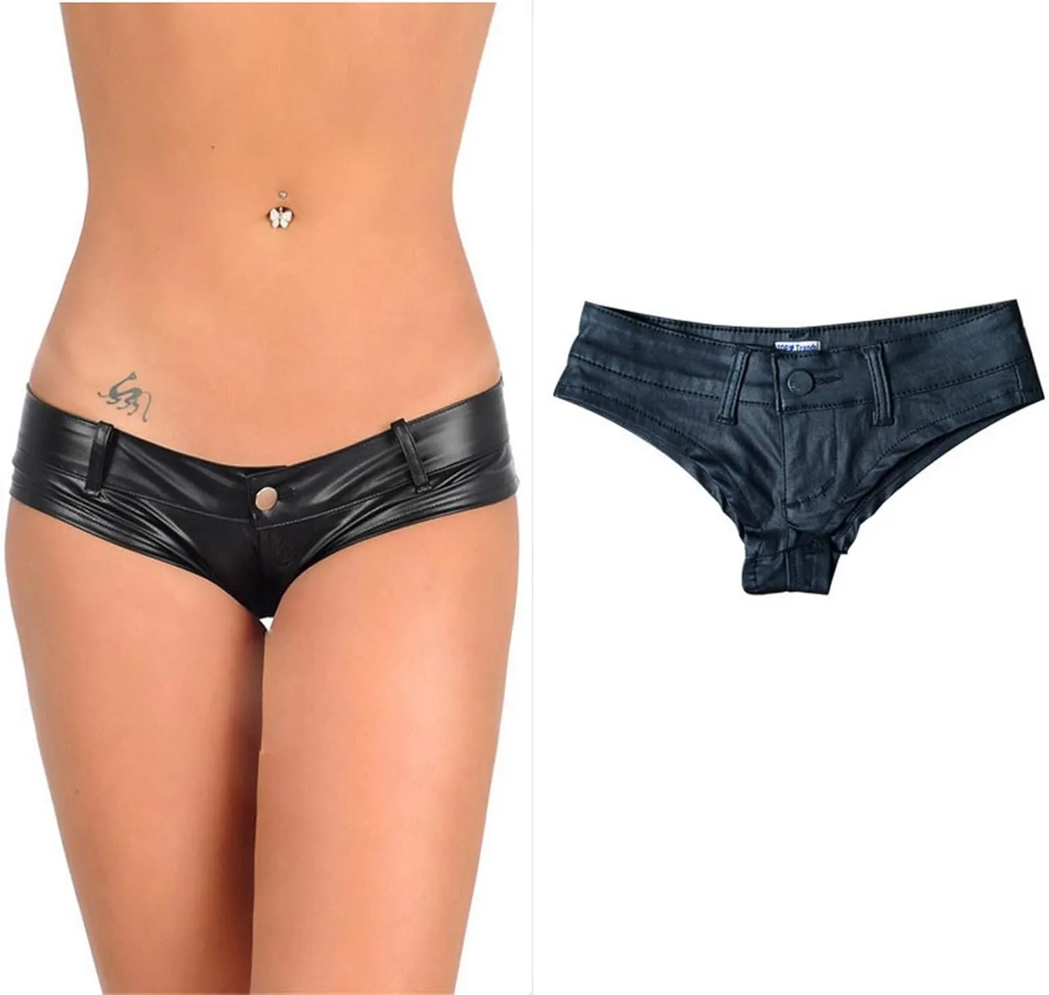 Women's Low Rise Stretch PU Faux Leather Shorts Bikini Hot Pants