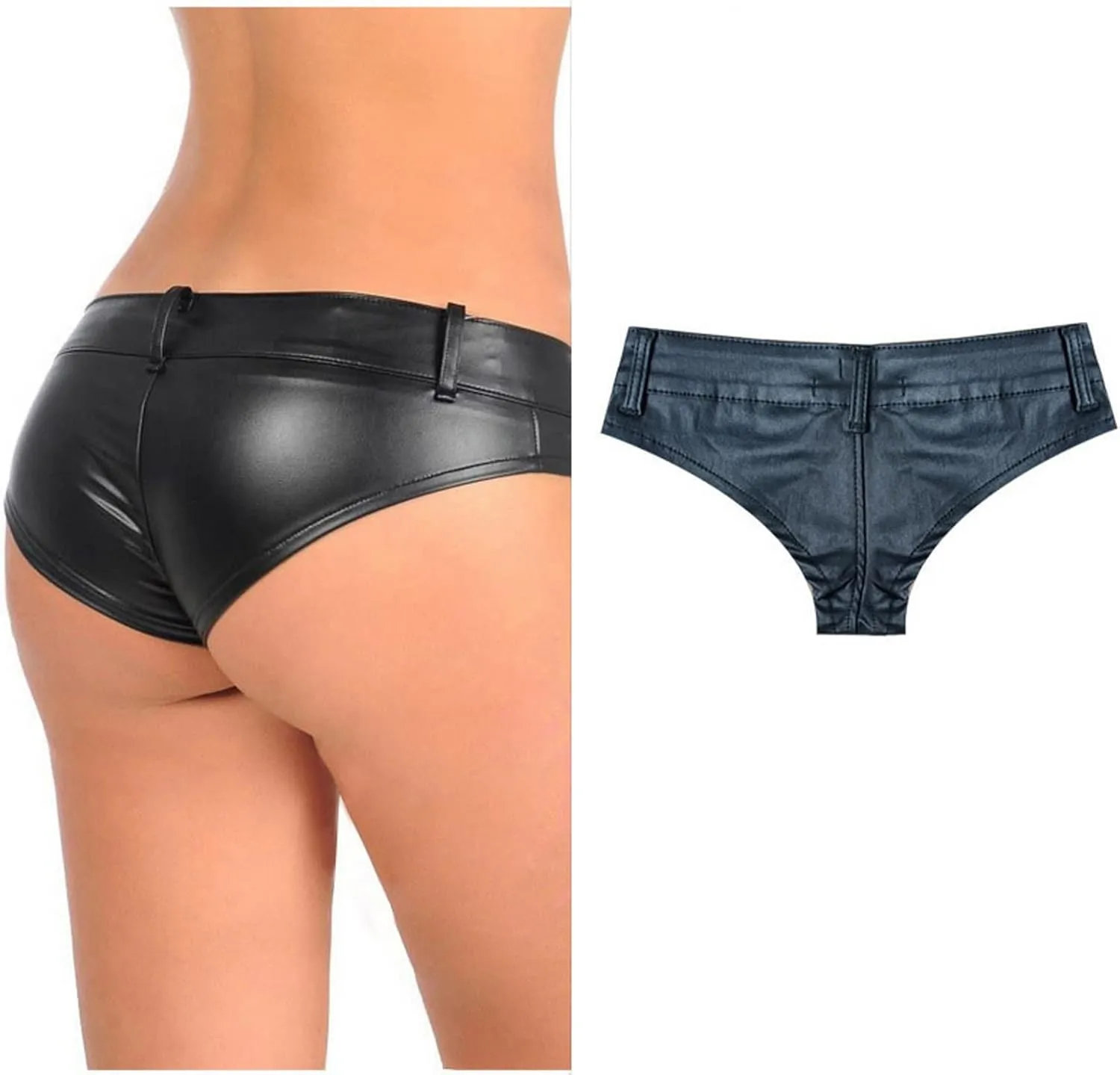 Women's Low Rise Stretch PU Faux Leather Shorts Bikini Hot Pants
