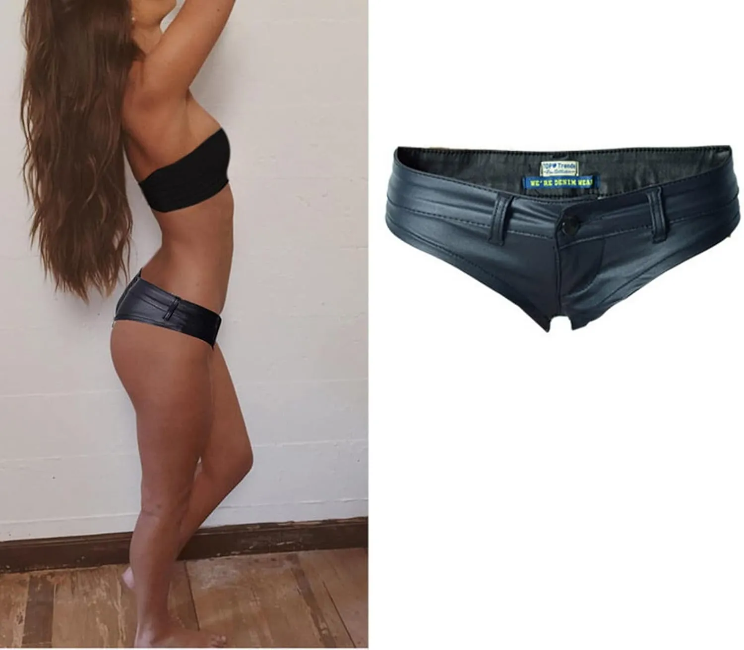 Women's Low Rise Stretch PU Faux Leather Shorts Bikini Hot Pants