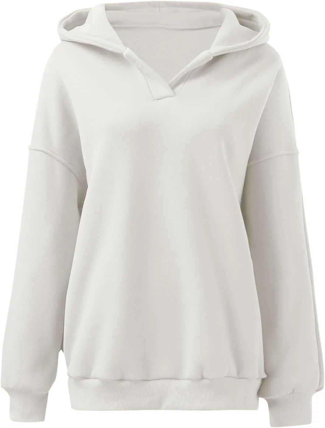 Womens Oversized Hoodies V Neck Sweatshirts Casual Oversized Long Sleeve Fleece Tops Comfy Preppy Hooded Pullovers