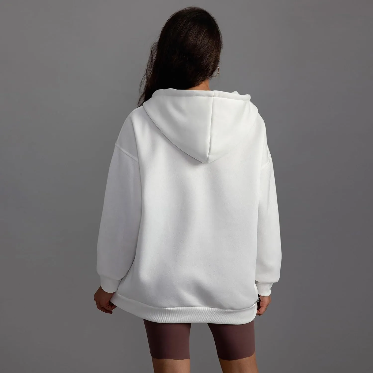 Womens Oversized Hoodies V Neck Sweatshirts Casual Oversized Long Sleeve Fleece Tops Comfy Preppy Hooded Pullovers