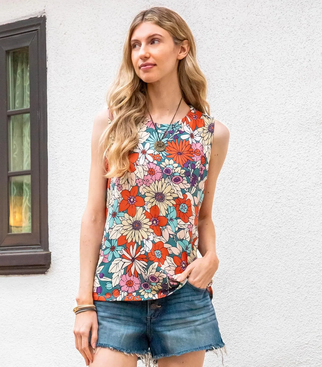 Women's Summer Loose Tank Sleeveless Animal Print Pattern Crew Neck Tunic Blouse Camisole Top(S-3XL)