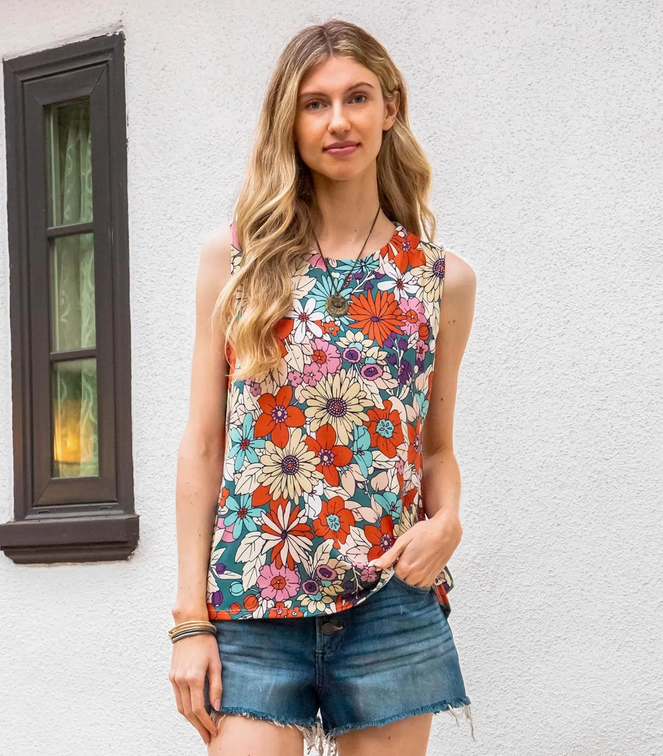 Women's Summer Loose Tank Sleeveless Animal Print Pattern Crew Neck Tunic Blouse Camisole Top(S-3XL)
