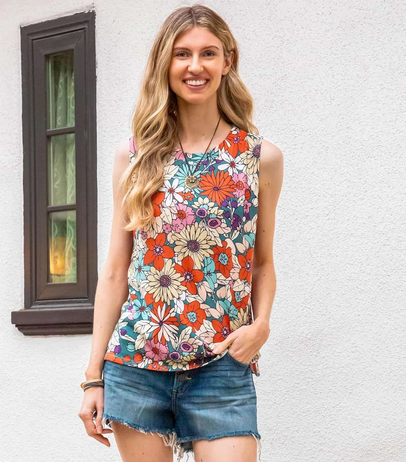 Women's Summer Loose Tank Sleeveless Animal Print Pattern Crew Neck Tunic Blouse Camisole Top(S-3XL)