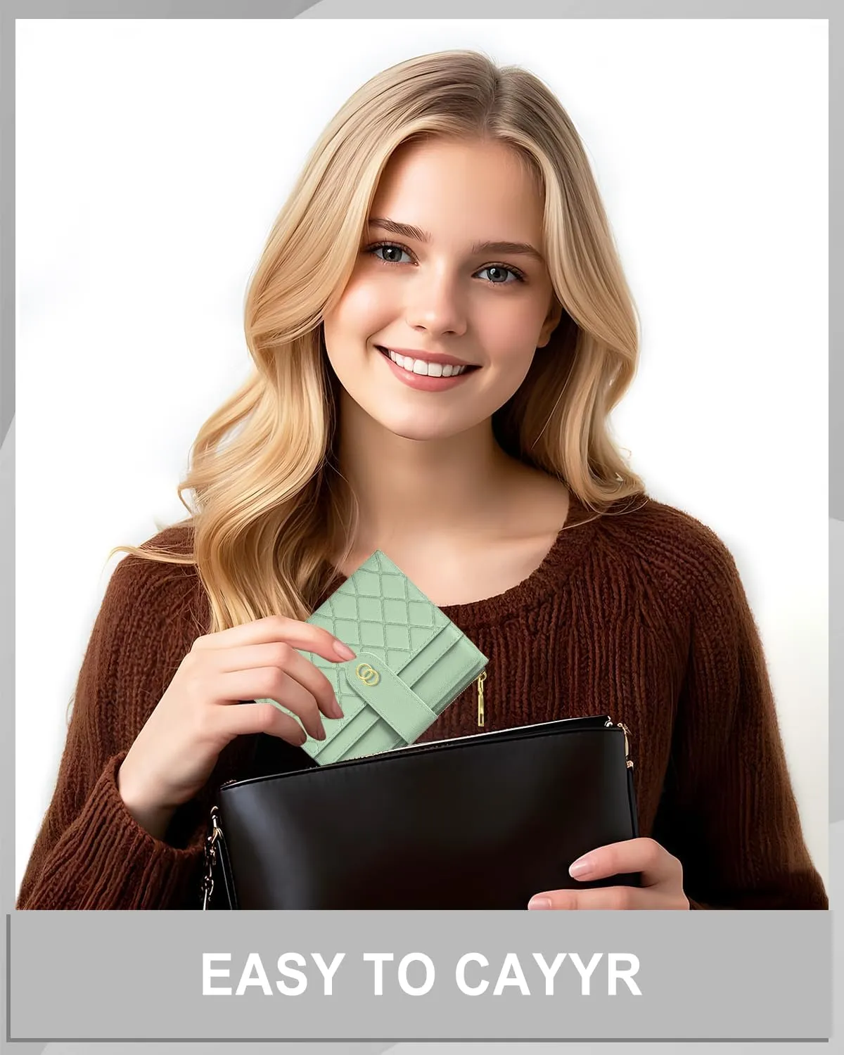 Womens Wallet, RFID Small Slim Wallets for Women, Compact Credit Card Holder, Cute Leather Bifold Ladies Purse with Zipper Coin Pocket and ID Window, Green