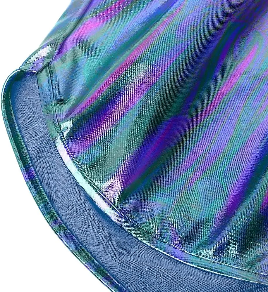 Women's Yoga Hot Shorts Elastic Waist Shiny Metallic Short Pants